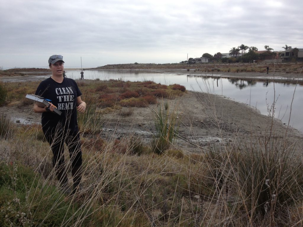 Scientists from The Bay Foundation conduct post-restoration monitoring of the Malibu Lagoon in January 2016